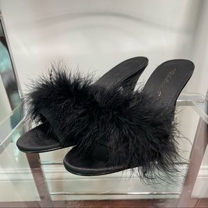 Sexy Satin Feather Kitten Heels